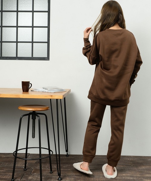 FUNALIVE(ファンアライブ)の「CELESTE RANA T100 裏起毛ワイドパンツルームウエア上下セット(ルームウェア/パジャマ・レディース・ブラック/グレー/モカ/チョコ/チャコール/モスグリーン・M-L/L-XL/XXL)」の10枚目の写真