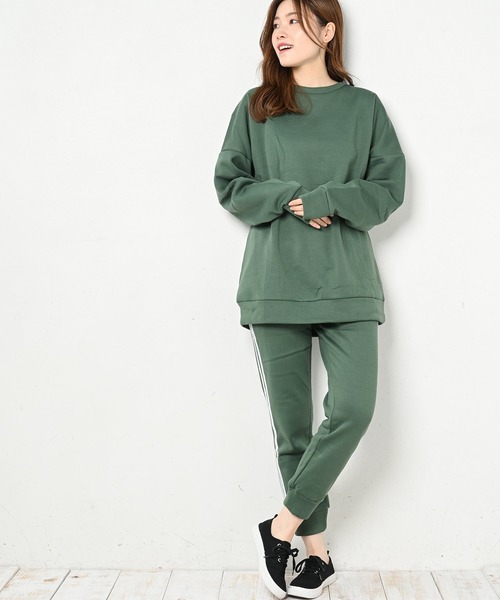FUNALIVE(ファンアライブ)の「CELESTE RANA T100 裏起毛ワイドパンツルームウエア上下セット(ルームウェア/パジャマ・レディース・ブラック/グレー/モカ/チョコ/チャコール/モスグリーン・M-L/L-XL/XXL)」の12枚目の写真