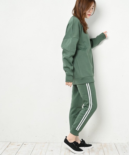 FUNALIVE(ファンアライブ)の「CELESTE RANA T100 裏起毛ワイドパンツルームウエア上下セット(ルームウェア/パジャマ・レディース・ブラック/グレー/モカ/チョコ/チャコール/モスグリーン・M-L/L-XL/XXL)」の13枚目の写真