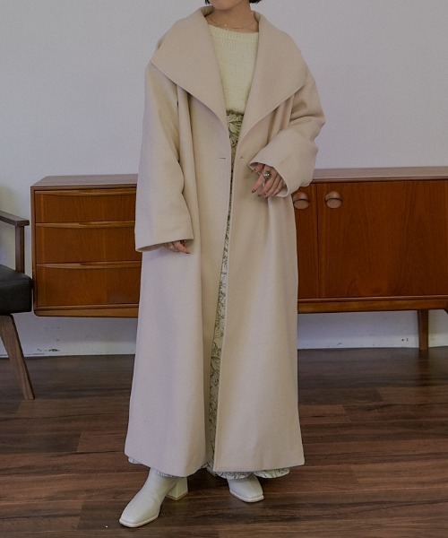 VANNIE U（ヴァニーユー）の「ビックカラーガウンコート（ダウンジャケット/コート・レディース・ブラック/ベージュ/パープル/アイボリー・FREE）」の19枚目の写真