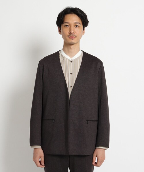 TAKEO KIKUCHI（タケオキクチ）の「◆抗ウイルス ノーカラー カーディガン ジャケット（ノーカラージャケット・メンズ・ダークブラウン/グレー系その他7・02/03/04）」の10枚目の写真
