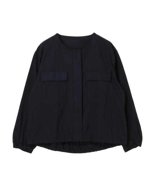 YECCA VECCA（イェッカヴェッカ）の「ノーカラーミリタリーブルゾン＊（ミリタリージャケット・レディース・ネイビー/カーキ/キャメル・FREE）」の6枚目の写真