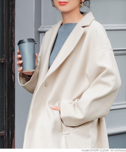 coca(coca)(コカ)の「ビッグシルエットチェスターコート(チェスターコート・レディース・ブラック/ブラウン/ブルー/アイボリー・M/L)」の16枚目の写真