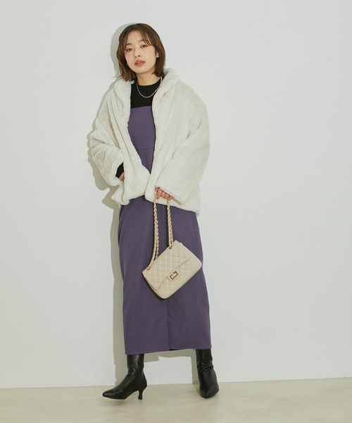 vis-`a-vis（ビサビ）の「【WEB限定】ふわっとボリューミー、ショールカラーファーブルゾン（ブルゾン・レディース・グレー系その他/キナリ/ベージュ/ピンク・FREE）」の8枚目の写真