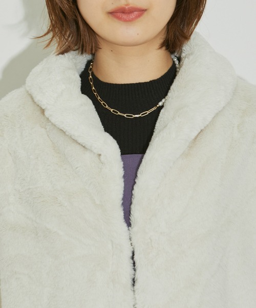 vis-`a-vis（ビサビ）の「【WEB限定】ふわっとボリューミー、ショールカラーファーブルゾン（ブルゾン・レディース・グレー系その他/キナリ/ベージュ/ピンク・FREE）」の12枚目の写真