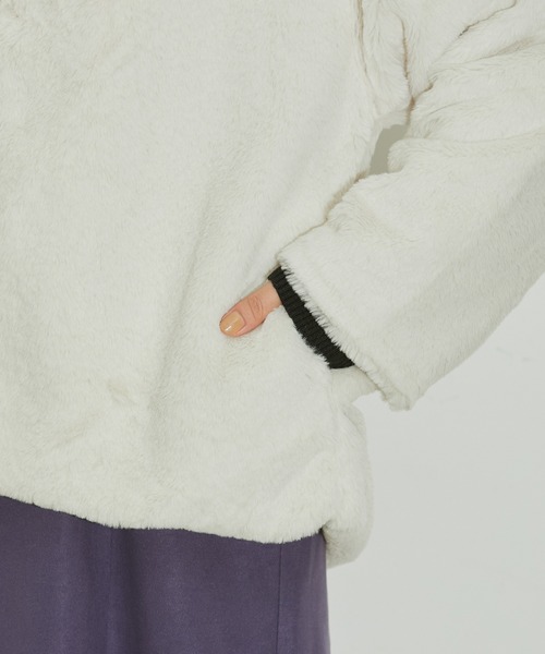 vis-`a-vis（ビサビ）の「【WEB限定】ふわっとボリューミー、ショールカラーファーブルゾン（ブルゾン・レディース・グレー系その他/キナリ/ベージュ/ピンク・FREE）」の14枚目の写真