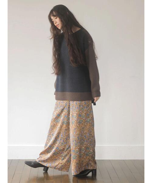 Furryrate（ファーリーレート）の「・furry rate バイカラーリブニット＊（ニット/セーター・レディース・ベージュ/ネイビー/オレンジ・FREE）」の4枚目の写真