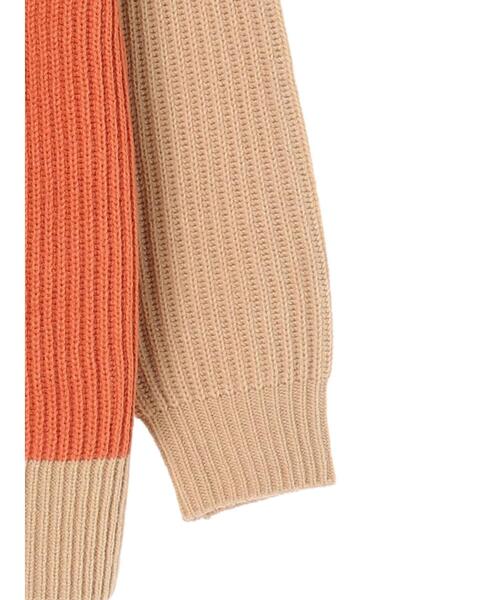 Furryrate（ファーリーレート）の「・furry rate バイカラーリブニット＊（ニット/セーター・レディース・ベージュ/ネイビー/オレンジ・FREE）」の6枚目の写真