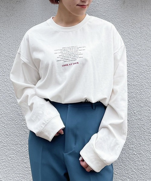 PAGEBOY(ページボーイ)の「チュニックロゴロンT(Tシャツ/カットソー・レディース・ブラック/オフホワイト/グリーン系その他・FREE)」の2枚目の写真