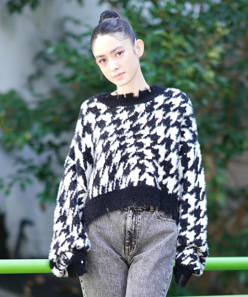 X-girl（エックスガール）の「SHAGGY KNIT TOP（ニット/セーター