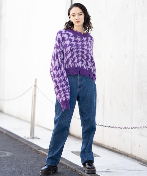 X-girl（エックスガール）の「SHAGGY KNIT TOP（ニット/セーター
