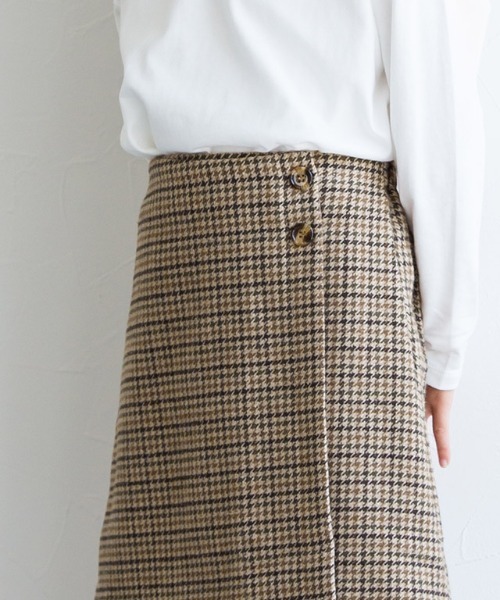 lulpini（ルルピー二）の「kids ウールタッチチェック柄スカート（スカート・キッズ・ベージュ/アイボリー・S/M/L）」の3枚目の写真