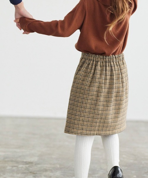 lulpini（ルルピー二）の「kids ウールタッチチェック柄スカート（スカート・キッズ・ベージュ/アイボリー・S/M/L）」の9枚目の写真