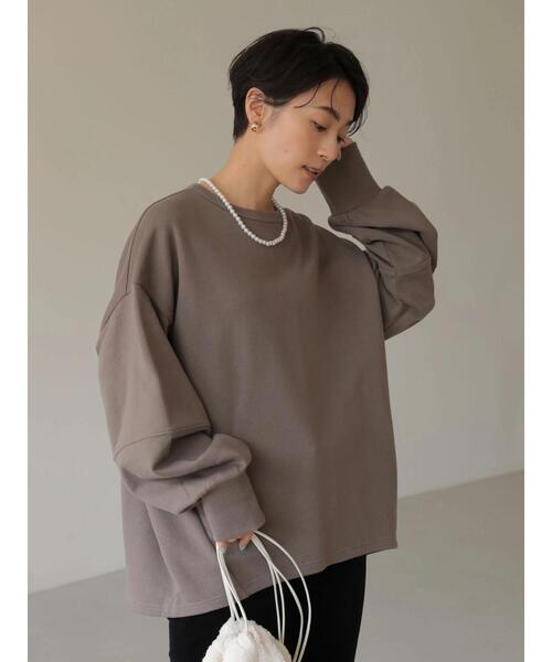 AMERICAN HOLIC（アメリカンホリック）の「袖ボリューム裏毛プルオーバー（スウェット・レディース・ライトグレー/ブラック/サックスブルー/モカ・M/L）」の9枚目の写真