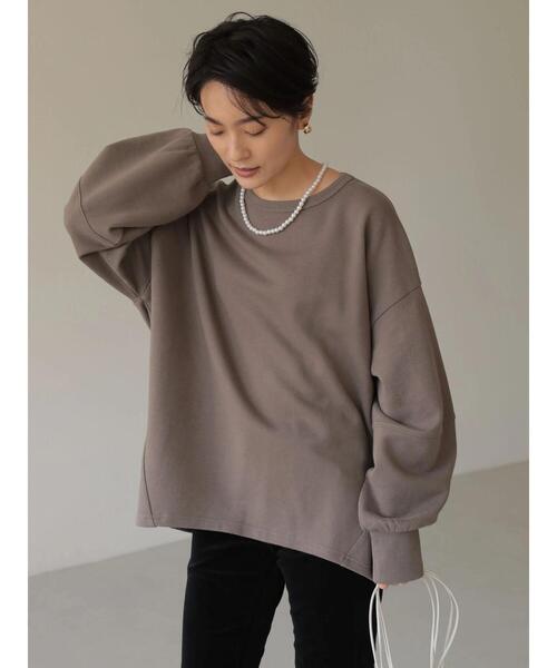 AMERICAN HOLIC（アメリカンホリック）の「袖ボリューム裏毛プルオーバー（スウェット・レディース・ライトグレー/ブラック/サックスブルー/モカ・M/L）」の12枚目の写真