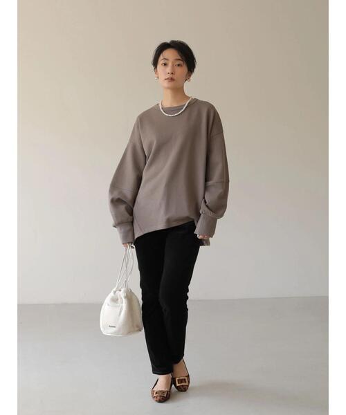 AMERICAN HOLIC（アメリカンホリック）の「袖ボリューム裏毛プルオーバー（スウェット・レディース・ライトグレー/ブラック/サックスブルー/モカ・M/L）」の14枚目の写真