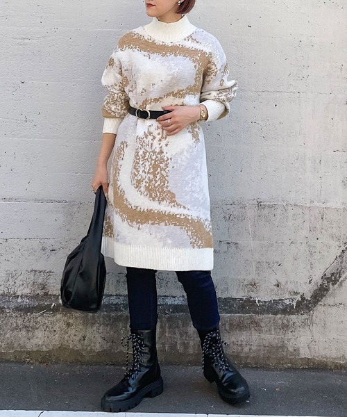 PAGEBOY（ページボーイ）の「マーブルジャガードニットワンピース（ワンピース・レディース・ブラック/オフホワイト・FREE）」の16枚目の写真