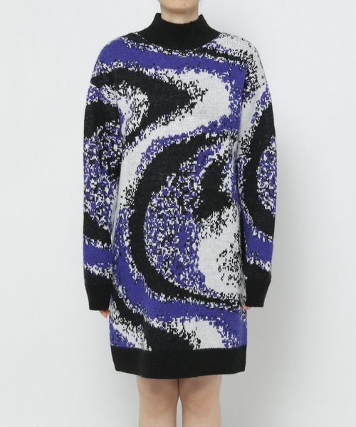 PAGEBOY（ページボーイ）の「マーブルジャガードニットワンピース（ワンピース・レディース・ブラック/オフホワイト・FREE）」の4枚目の写真