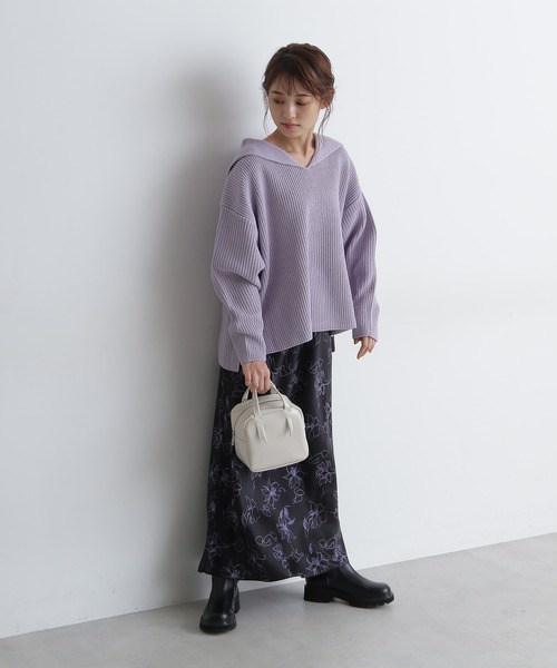 FREE'S MART(フリーズマート)の「◆セーラーカラー畦チュニックニット(ニット/セーター・レディース・ホワイト/グリーン/パープル・FREE)」の4枚目の写真