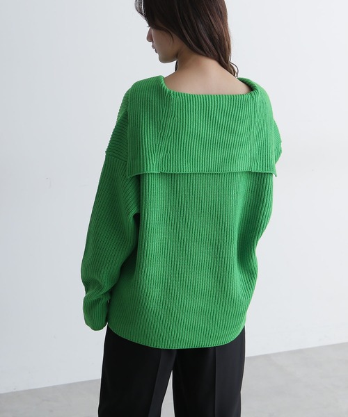 FREE'S MART(フリーズマート)の「◆セーラーカラー畦チュニックニット(ニット/セーター・レディース・ホワイト/グリーン/パープル・FREE)」の8枚目の写真