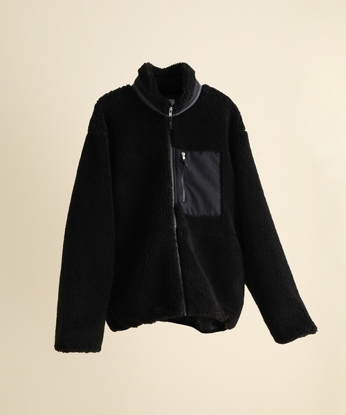 JUNRED（ジュンレッド）の「ボアフリーススタンドブルゾン（ブルゾン・メンズ・ブラック/ベージュ/オフホワイト・FREE/M/L）」の3枚目の写真