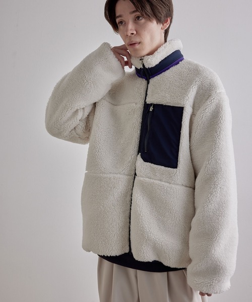 JUNRED（ジュンレッド）の「ボアフリーススタンドブルゾン（ブルゾン・メンズ・ブラック/ベージュ/オフホワイト・FREE/M/L）」の5枚目の写真