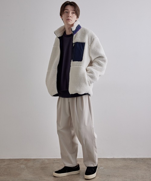 JUNRED（ジュンレッド）の「ボアフリーススタンドブルゾン（ブルゾン・メンズ・ブラック/ベージュ/オフホワイト・FREE/M/L）」の15枚目の写真