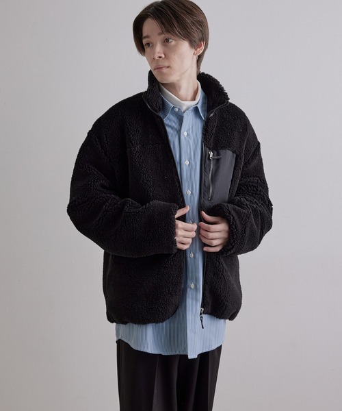 JUNRED（ジュンレッド）の「ボアフリーススタンドブルゾン（ブルゾン・メンズ・ブラック/ベージュ/オフホワイト・FREE/M/L）」の10枚目の写真