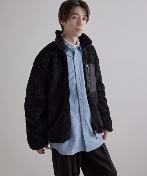 JUNRED（ジュンレッド）の「ボアフリーススタンドブルゾン（ブルゾン・メンズ・ブラック/ベージュ/オフホワイト・FREE/M/L）」の11枚目の写真