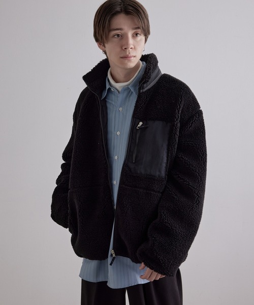 JUNRED（ジュンレッド）の「ボアフリーススタンドブルゾン（ブルゾン・メンズ・ブラック/ベージュ/オフホワイト・FREE/M/L）」の12枚目の写真