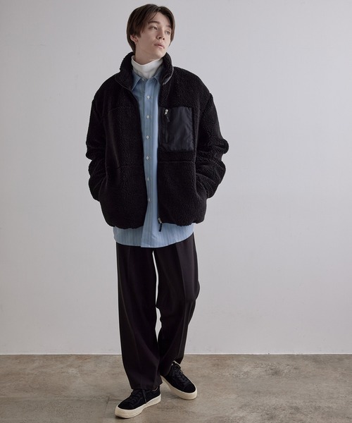 JUNRED（ジュンレッド）の「ボアフリーススタンドブルゾン（ブルゾン・メンズ・ブラック/ベージュ/オフホワイト・FREE/M/L）」の13枚目の写真