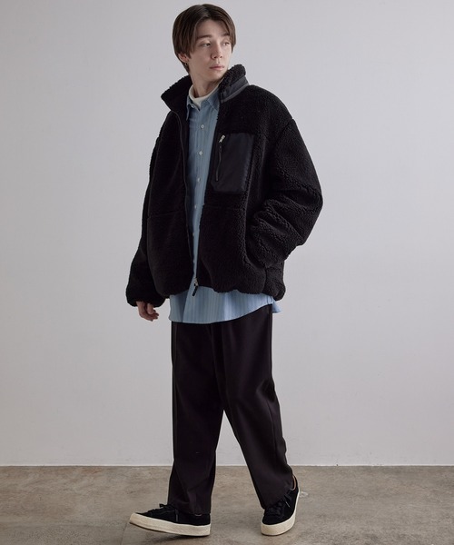 JUNRED（ジュンレッド）の「ボアフリーススタンドブルゾン（ブルゾン・メンズ・ブラック/ベージュ/オフホワイト・FREE/M/L）」の14枚目の写真