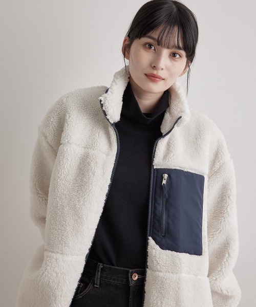 JUNRED（ジュンレッド）の「ボアフリーススタンドブルゾン（ブルゾン・メンズ・ブラック/ベージュ/オフホワイト・FREE/M/L）」の20枚目の写真