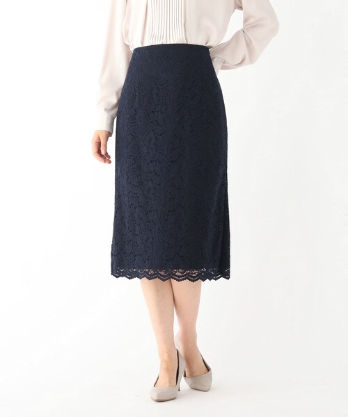 OPAQUE.CLIP（オペークドットクリップ）の「◆スカラップレースタイトスカート【WEB限定サイズ】（スカート・レディース・ネイビー/ライトグレー・38/42/36/40/34）」の12枚目の写真