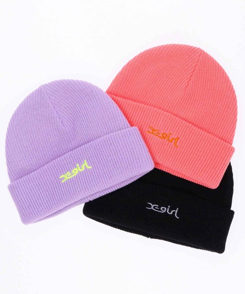 X-girl（エックスガール）の「MILLS LOGO KNIT CAP（ニットキャップ/ビーニー・レディース・ブラック/ピンク/ライトパープル・ONE SIZE）」の10枚目の写真