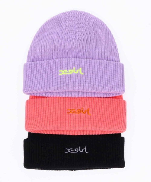 X-girl（エックスガール）の「MILLS LOGO KNIT CAP（ニットキャップ/ビーニー・レディース・ブラック/ピンク/ライトパープル・ONE SIZE）」の20枚目の写真