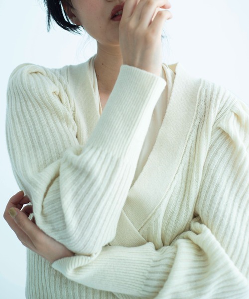 ONEME(ワンム)の「【 ONEME 】 パフギャザーカシュクール二ット(ニット/セーター・レディース・ホワイト系その他/ミント・FREE)」の1枚目の写真