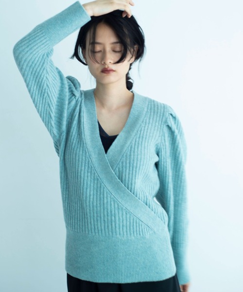 ONEME(ワンム)の「【 ONEME 】 パフギャザーカシュクール二ット(ニット/セーター・レディース・ホワイト系その他/ミント・FREE)」の2枚目の写真