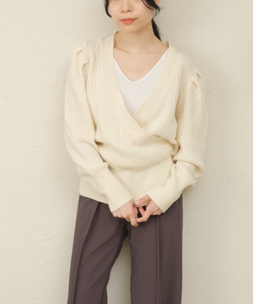 ONEME(ワンム)の「【 ONEME 】 パフギャザーカシュクール二ット(ニット/セーター・レディース・ホワイト系その他/ミント・FREE)」の6枚目の写真