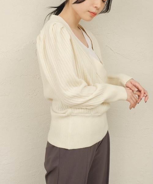 ONEME(ワンム)の「【 ONEME 】 パフギャザーカシュクール二ット(ニット/セーター・レディース・ホワイト系その他/ミント・FREE)」の10枚目の写真