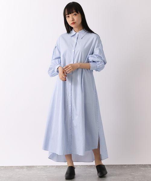 LOWRYS FARM（ローリーズファーム）の「ソデタックシャツワンピース　264157（ワンピース・レディース・オフホワイト/ブラウン系その他/ブルー系その他/ピンク系その他・FREE）」の9枚目の写真