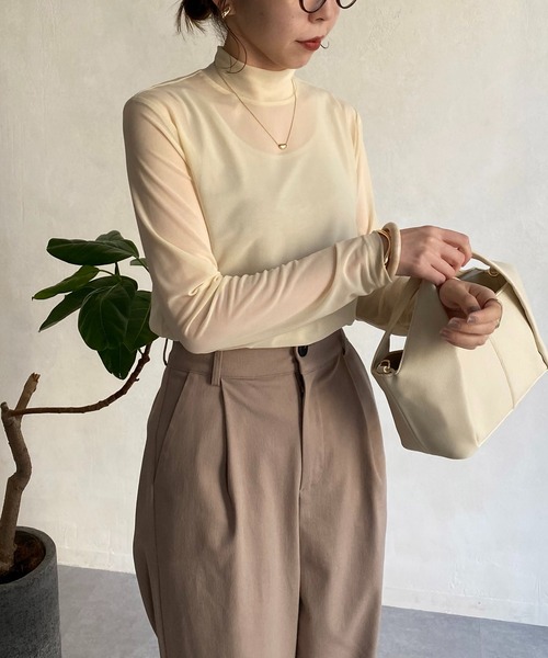 CAPRICIEUX LE'MAGE（カプリシューレマージュ）の「〈セットアイテム〉タンクSETチュールハイネックTシャツ（Tシャツ/カットソー・レディース・ブラック/ベージュ/ライトベージュ・FREE）」の21枚目の写真