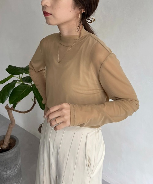 CAPRICIEUX LE'MAGE（カプリシューレマージュ）の「〈セットアイテム〉タンクSETチュールハイネックTシャツ（Tシャツ/カットソー・レディース・ブラック/ベージュ/ライトベージュ・FREE）」の6枚目の写真