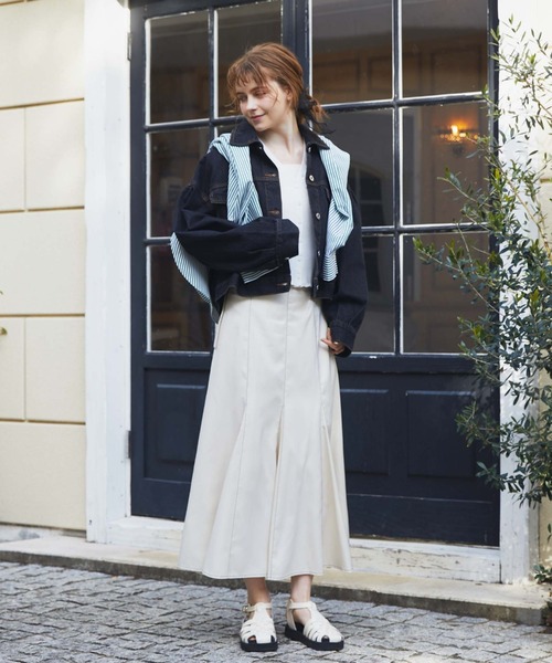 archives（アルシーヴ）の「配色ステッチマーメイドスカート（スカート・レディース・ブラック/ベージュ/ブルー/アイボリー・MEDIUM）」の5枚目の写真