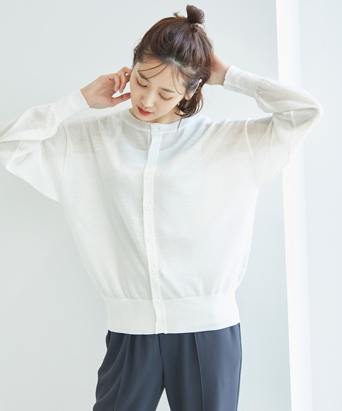 ROPE' PICNIC（ロペピクニック）の「2WAY/シアーカーディガン（カーディガン/ボレロ・レディース・ブラック/オフホワイト/オレンジ/ベージュ系その他/グリーン系その他・38）」の2枚目の写真