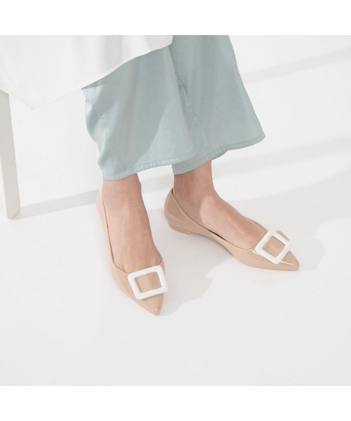 TEMPERATE（テンパレイト）の「NINA （TEMPERATE/テンパレイト） バックル レインシューズ（パンプス・レディース・ライトグレー/ブラック/クリアブラック/ピンクベージュ/ベージュ/ライトグリーン/ライトベージュ/ネイビー/パープル/グリーン/ダークグリーン/ピンク・38/39/36/37/40/41）」の12枚目の写真