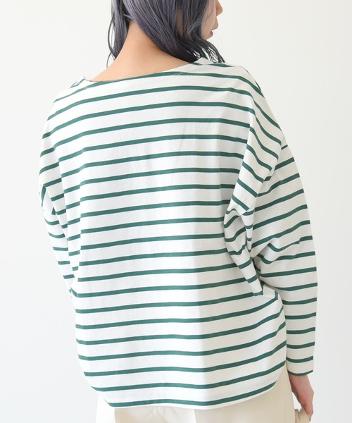 sango(sango)の「長袖ボーダー柄オーバーサイズカットソー(Tシャツ/カットソー・レディース・ホワイト×グリーン/ホワイト×ブラック/ホワイト系その他・FREE)」の22枚目の写真