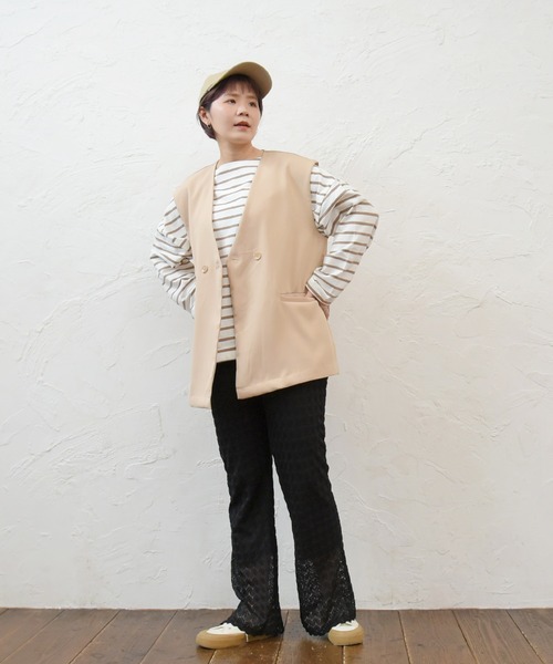 sango(sango)の「長袖ボーダー柄オーバーサイズカットソー(Tシャツ/カットソー・レディース・ホワイト×グリーン/ホワイト×ブラック/ホワイト系その他・FREE)」の16枚目の写真