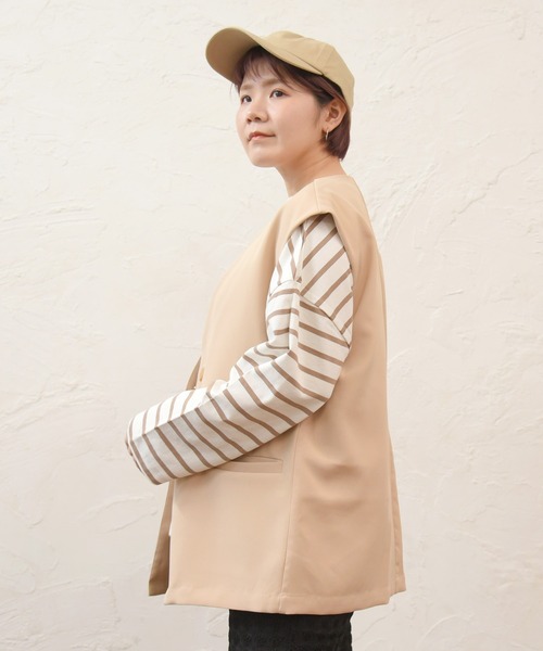 sango(sango)の「長袖ボーダー柄オーバーサイズカットソー(Tシャツ/カットソー・レディース・ホワイト×グリーン/ホワイト×ブラック/ホワイト系その他・FREE)」の10枚目の写真