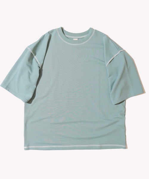 Purple&Yellow(パープルアンドイエロー)の「配色ステッチワイド半袖プルオーバー(Tシャツ/カットソー・メンズ・ホワイト/ブラック/ベージュ/ミント・SMALL/MEDIUM/LARGE)」の16枚目の写真